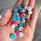 Rainbow Colored Polymer Clay Smiley Face Beads (32x) (K137)